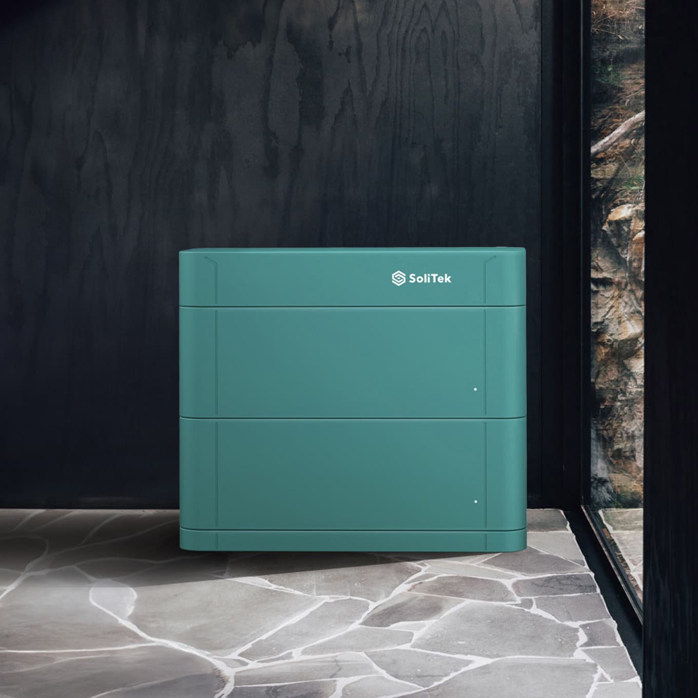 Hombee Storage energy storage system in a modern housing, ensuring energy independence.
