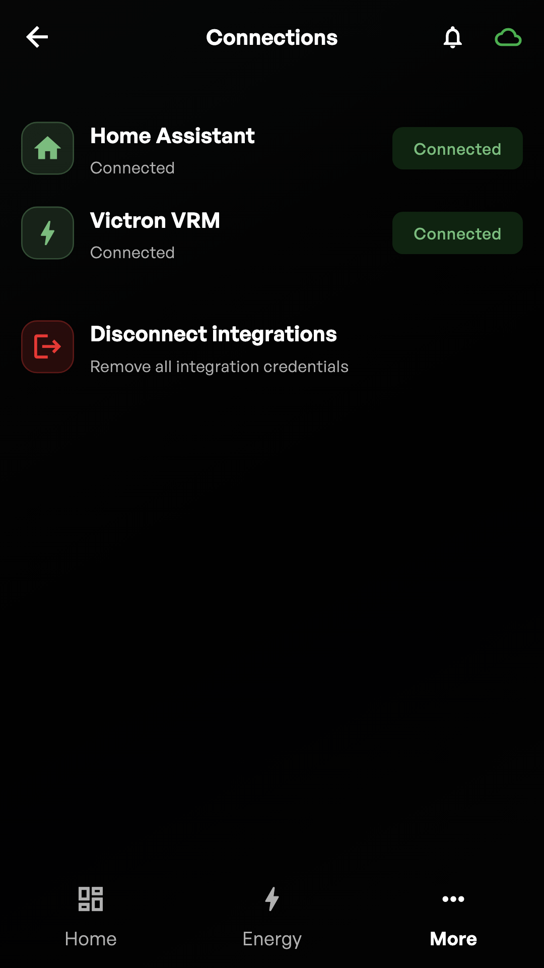 Matter integration settings with diagnostics, setup codes and commissioning tools.